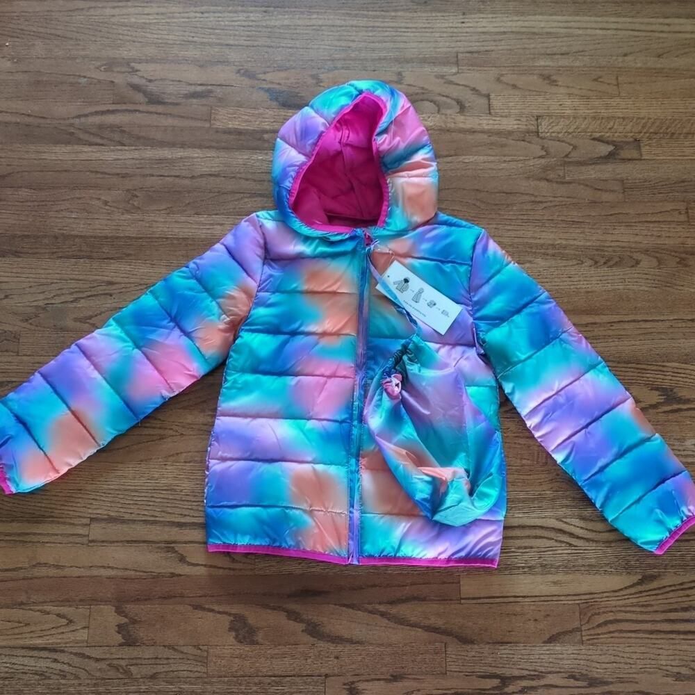 Epic Threads Girls Watercolor Quilted Packable Hooded Jacket girls size (M) NEW